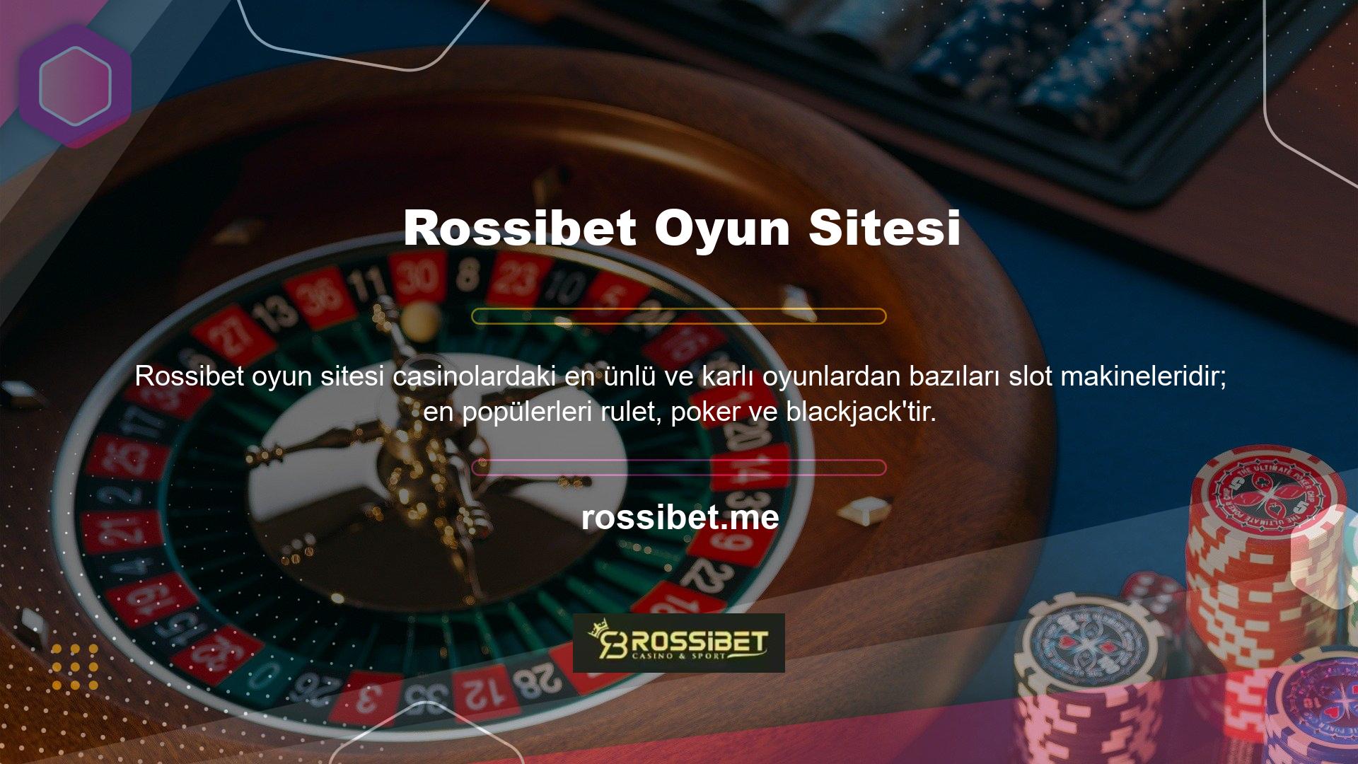 Rossibet Slot Oyunları çok çeşitli slot makinesi oyunları sunmaktadır